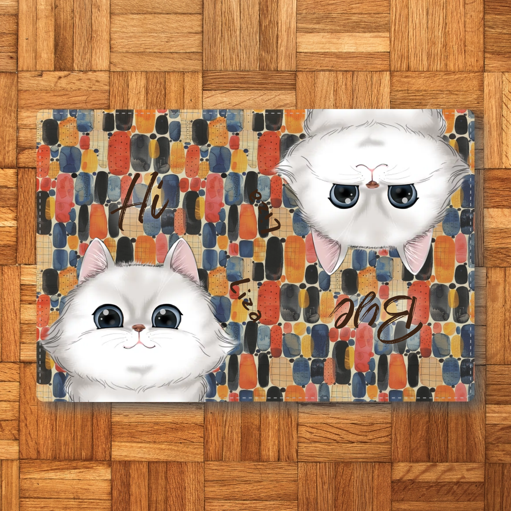 Προσαρμοσμένο Χαλάκι Εισόδου - Hi & Bye - Cute Cats