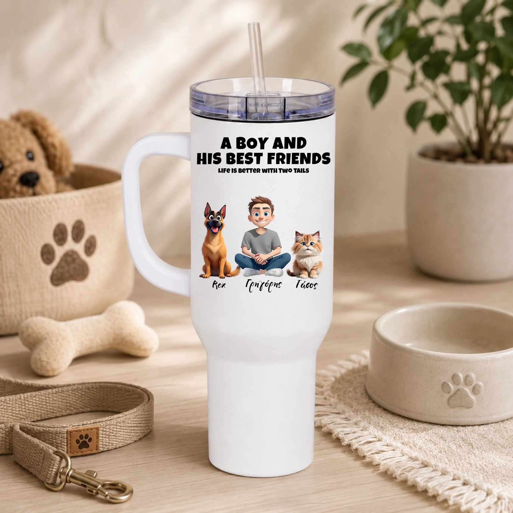 Ποτήρι Θερμός 1200ml Εξατομικευμένο - Boy and his Friends