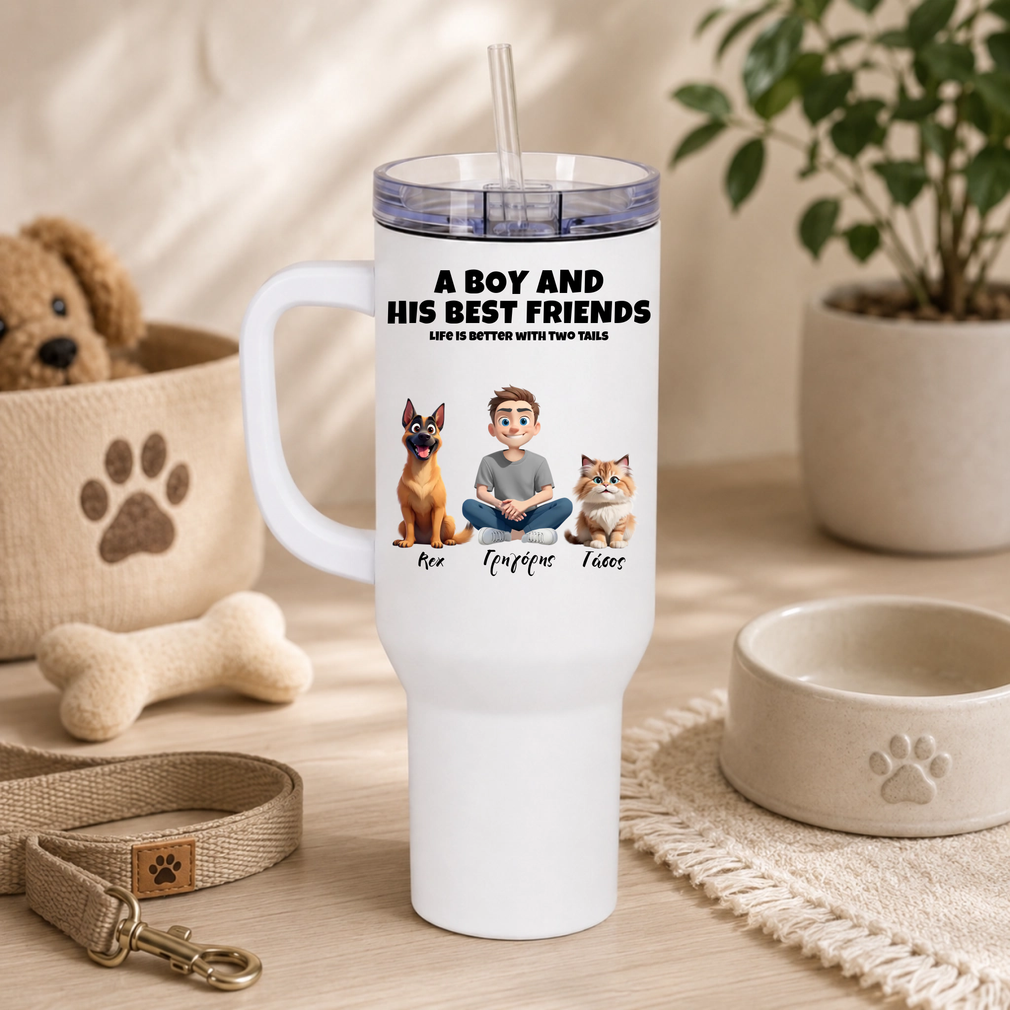 Ποτήρι Θερμός 1200ml Εξατομικευμένο - Boy and his Friends