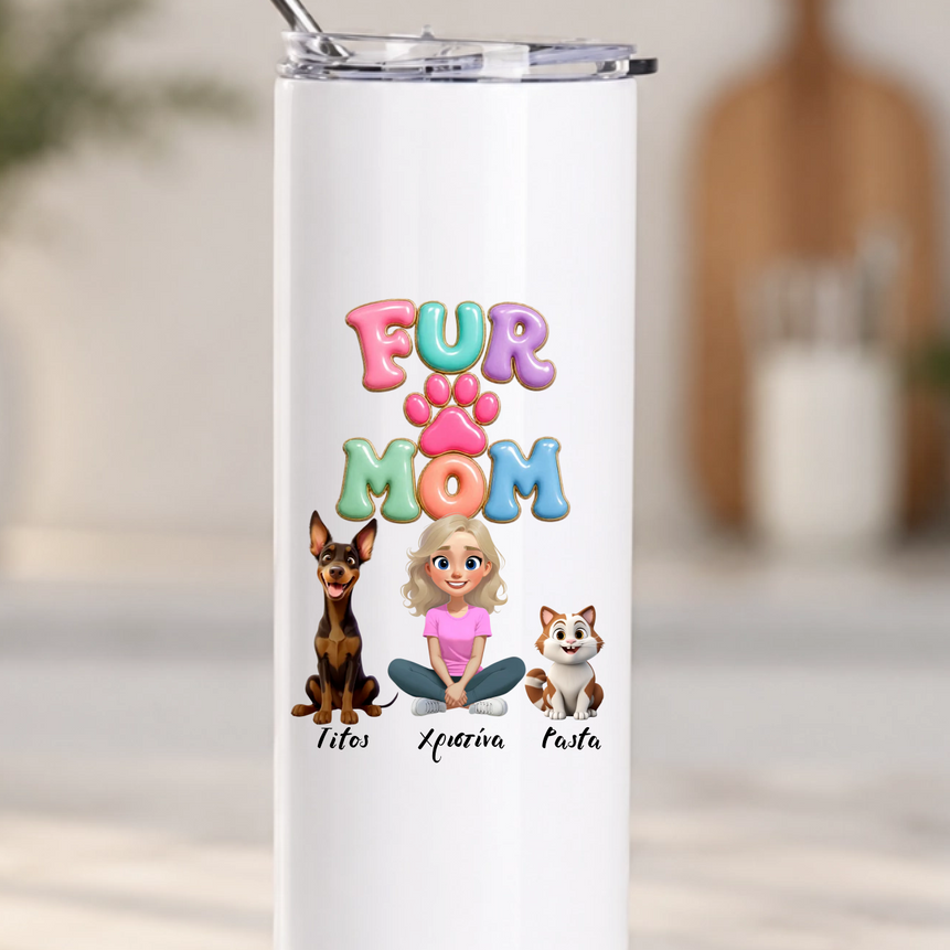 Ποτήρι Θερμός 600ml - Fur Mom με Κατοικίδια και Ονόματα