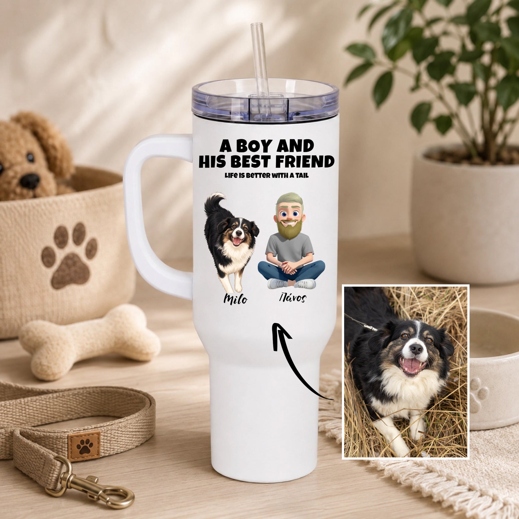 Ποτήρι Θερμός 1200ml Εξατομικευμένο -Best Friends Κατοικίδια από Φωτογραφία